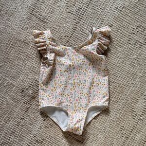 H&M Floral Ruffle Sleeve Swimsuit